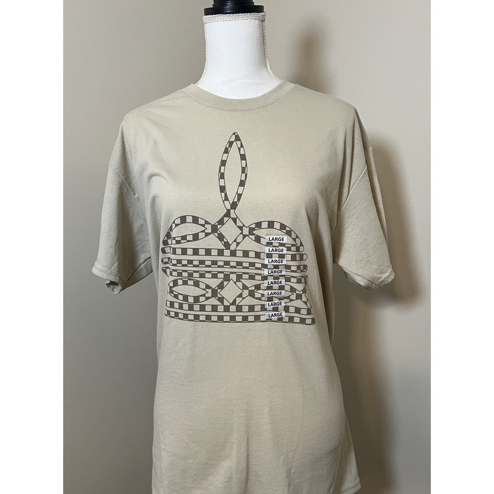 Woman's Checkered Boot Stitch Graphic T-Shirt Tee Size L S/S Comfort Western - Picture 2 of 7